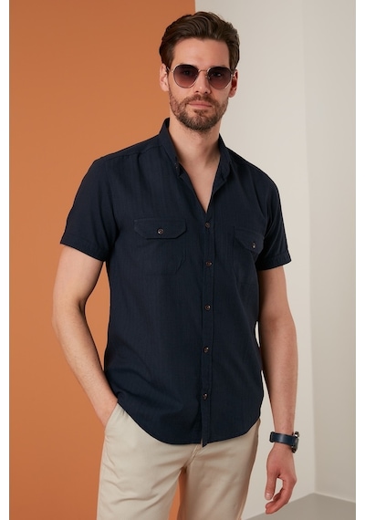 Buratti Düğmeli Yaka Pamuklu Slim Fit Cepli Erkek Gömlek Cf21S111153 Lacivert Buratti Düğmeli Yaka Pamuklu Slim Fit Cepli Erkek Gömlek Cf21S111153 Lacivert
