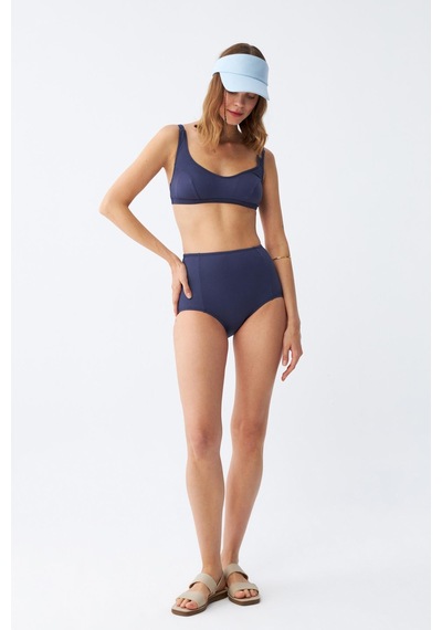 Akbeniz Kadın Basic Lacivert Pedli Yüksek Bel Bikini Takımı