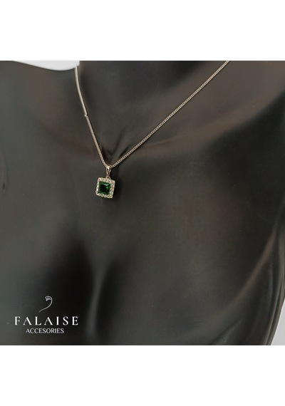 Zümrüt Kare Taşlı Kolye&küpe Set - Gümüş Gümüş