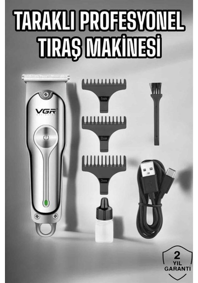 Tıraş Makinesi Paslanmaz Çelik Taraklı Güçlü Motor Gri