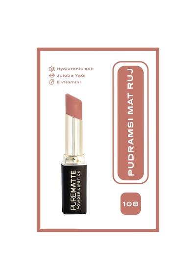 Pure Matte Powder Lipstick No: 108 - Pudralı Mat Ruj 108