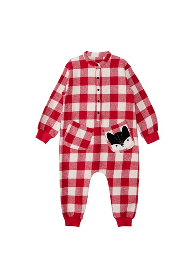 Denokids Fox Ekose Kız Çocuk Tulum Çok Renkli