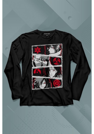 Naruto Kakashi Anime Manga Uzun Kollu Tişört Baskılı T-shirt 001