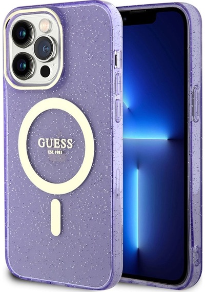 Apple Uyumlu iPhone 13 Pro Kılıf Guess Magsafe Şarj Özellikli Glitter Kapak