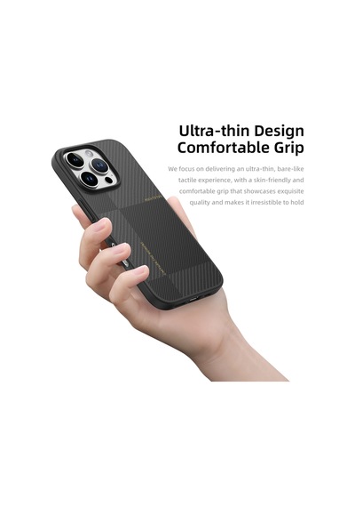 Rock Apple Uyumlu iPhone 16 Pro Ultra İnce Aramid Fiber Kılıf Siyah Siyah