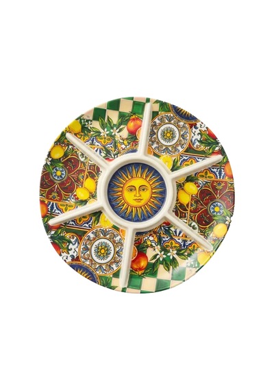 Lukcy Art Sanora Yuvarlak Döner Mekanizmalı Melamin 7 Bölmeli Meze Tabağı Dıo30053 Çok Renkli