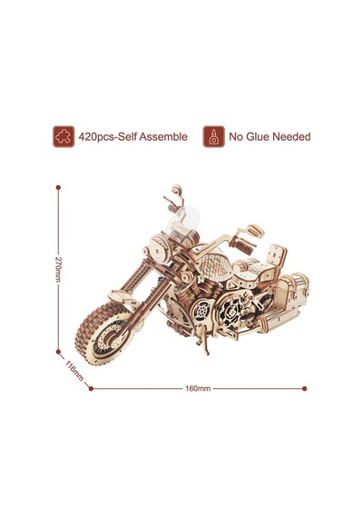 Robotime ROKR Cruiser Motosiklet 3D Ahşap Puzzle LK504