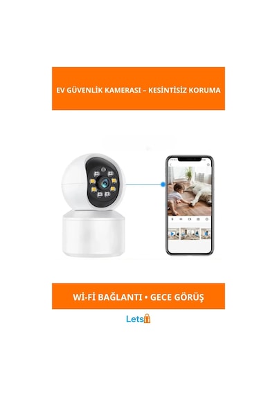 Uygulama Destekli Wi Fi Ev Güvenlik Kamerası Hd Gece Görüşlü 360 Derece Panoramik
