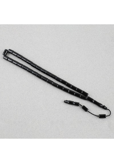 Erzurum Oltu Yumuşak Kesme Kesim 6.5x10mm Tesbih Siyah