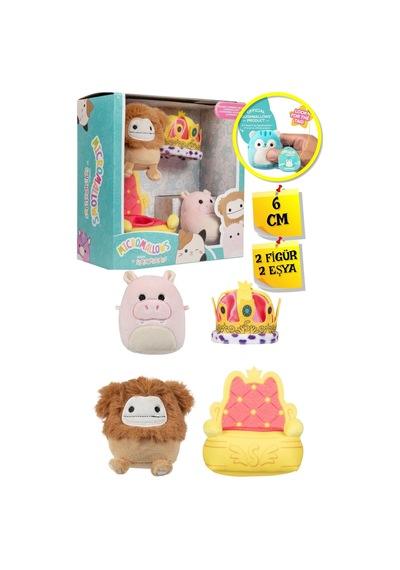 Micromallows Squishmallows Mini Yumuşak Peluş Oyuncak 2 Figür + 2 Aksesuar Figür Seti - 6 Cm - Mod-4 Çok Renkli