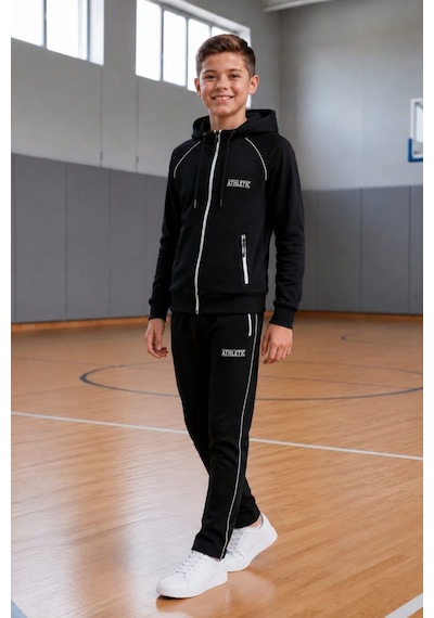 Pina Kids Erkek Çocuk Atheletic Reglan Kol Kapüşonlu Düz Paça Dalgıç Kumaş Eşofman Takımı Esf7019 siyah Pina Kids Erkek Çocuk Atheletic Reglan Kol Kapüşonlu Düz Paça Dalgıç Kumaş Eşofman Takımı Esf7019 siyah