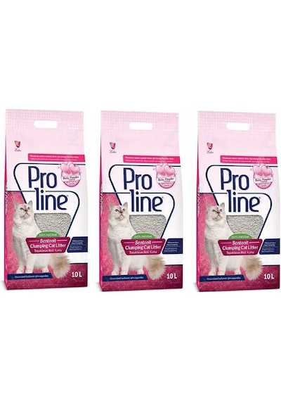 Proline Pudralı İnce Topaklaşan Bentonit Kedi Kumu 3 x 10 L