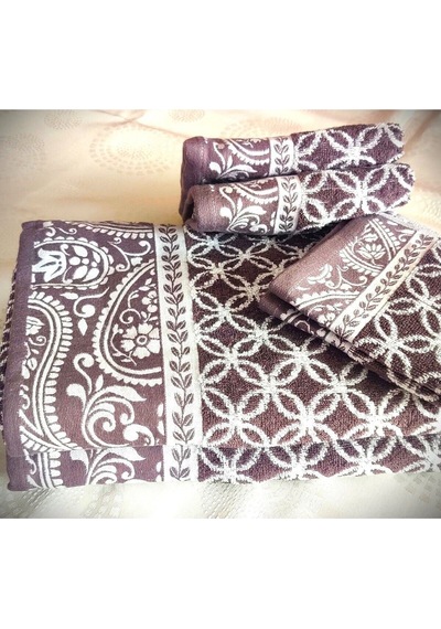Hediyelik, Çeyizlik , İhraç Fazlası Özel Üretim Bukle Cotton Banyo-mutfak Havlu Seti 6'lı Set Mürdüm