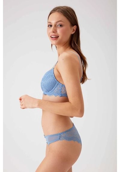 Pierre Cardin 4740 Balenli Soft Push Up Sütyen Külot Takım-mavi Mavi