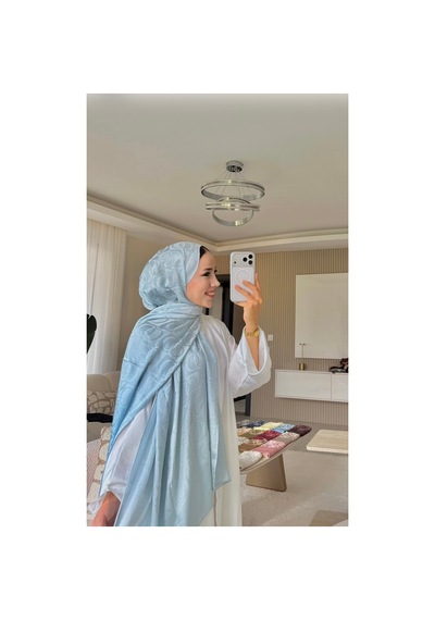 Ardün Hijab Halka Desen Pamuklu Şal Bebe Mavisi Şık Ve Modern Tesettür Şal Mavi - 936527278 Mavi