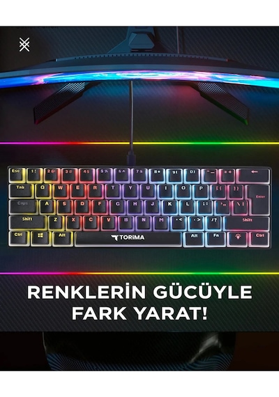 T60 Beyaz Mavi Switch Rgb Klavye Kablolu Gaming Oyuncu Klavyesi