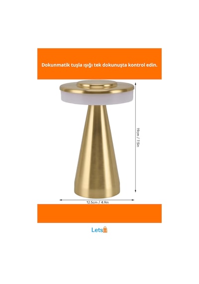 Usb Şarjlı Dokunmatik Modern Led Masa Lambası Metal Çok Renkli