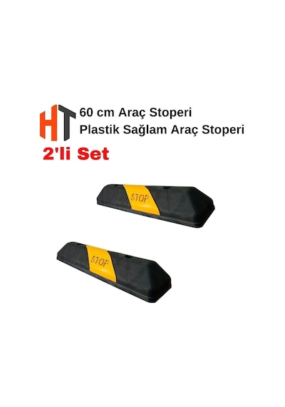 2'li Set Plastik Oto Park Araç Stoperi 60x15x10 Cm Siyah-sarı