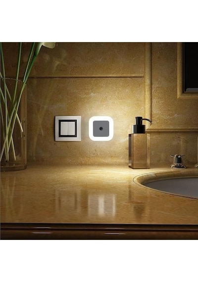 Fotoselli Led Gece Lambası, Beyaz Işık Sensörlü Gece Lambası, 1 Watt Beyaz Renk Led Gece Lambası Ilık Beyaz