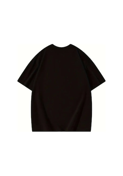 Bet's Thousand Baskılı Oversize Bisiklet Yaka T-shirt - Siyah Siyah