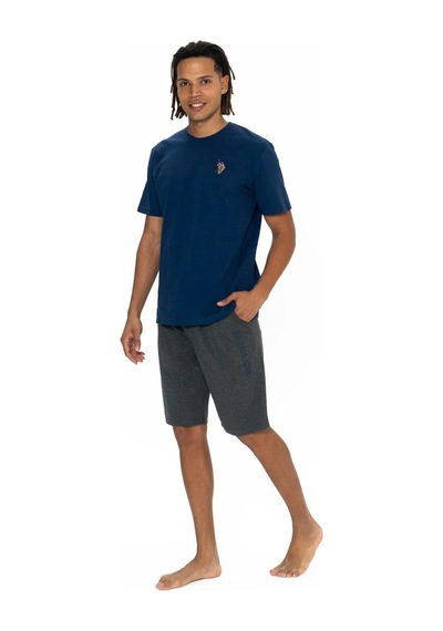 U.s. Polo Assn. Erkek Yuvarlak Yaka Düz Pijama Şort Takım Lacivert L