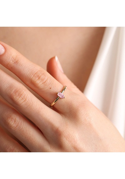 14 Ayar Altın Doğum Taşı Yüzük Burç Yüzükler Pink 539836799