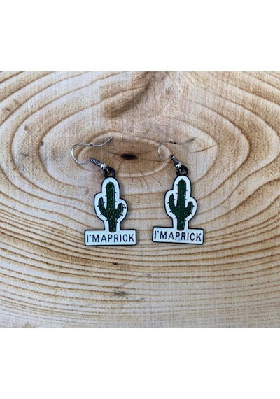 Kaktüs I'm Maprick Küpe Renkli Metal Küpe PYTKKUPE126 Çok Renkli
