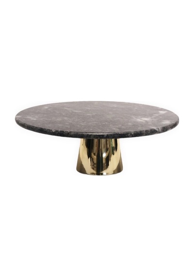 Lux & Marble Liza Black Siyah Mermer Pirinç Ayaklı Pasta Standı