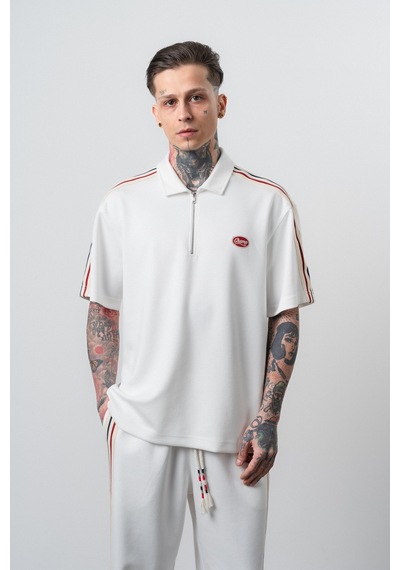 Respire Erkek Champ Şerit Detaylı Regular Fit T-shirt Ekru