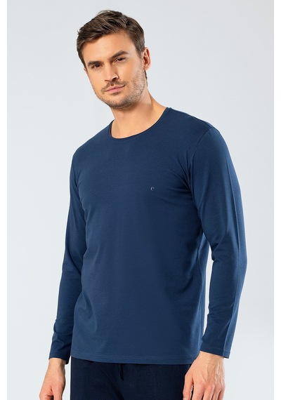 Cacharel 1333 Erkek O Yaka Uzun Kollu T-shirt - İndigo Indigo