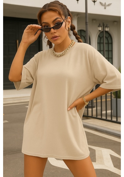 Oversize Unisex Tişört Taş