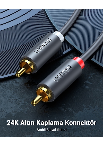 Ugreen 2 Rca - 2 Rca Ses Kablosu, 5 M, Antrasit, 10520