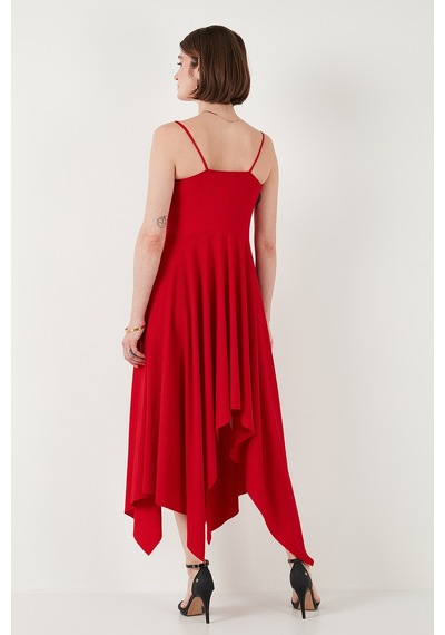Lela Asimetrik Kesim Regular Fit Midi Boy Askılı V Yaka Bayan Elbise 5866131 Kırmızı Lela Asimetrik Kesim Regular Fit Midi Boy Askılı V Yaka Bayan Elbise 5866131 Kırmızı