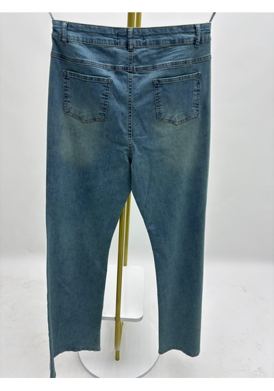 Büyük Beden Fermuarlı Denim Kadın Pantolon Mavi