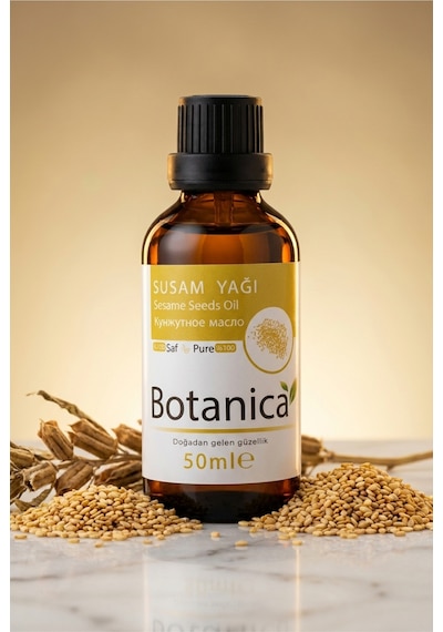 Botanica %100 Saf Susam Yağı Soğuk Sıkım Vücut Masajı Nemlendirici Doğal Bitkisel Bakım Besleyici 50 Ml 50 ML