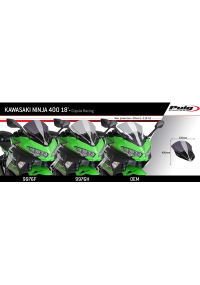 Kawasaki Ninja 400 7 Hybrid E-1 Puig Z-racing Füme Ön Cam Füme