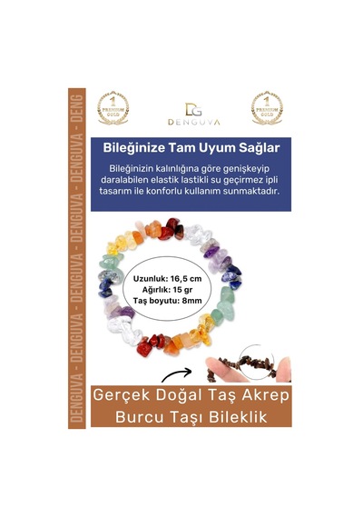Bileklik Doğal Taş Şifalı Ayarlanabilir Esnek Su Geçirmez Akrep Burçları Burç Unisex Bileklik Çok Renkli