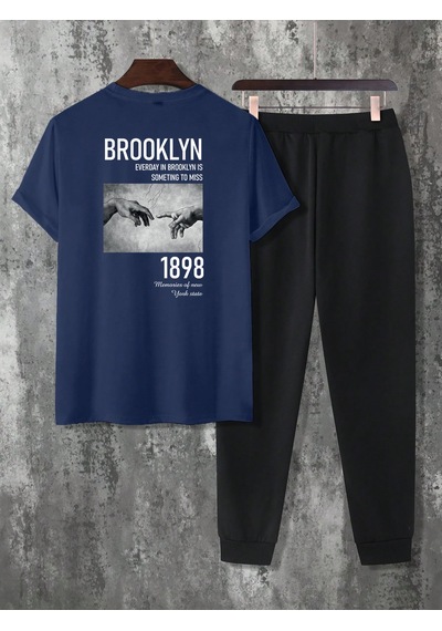 Uyguntarz Unisex 1898 Brooklyn Baskılı 2'li Eşofman Takımı Lacivert