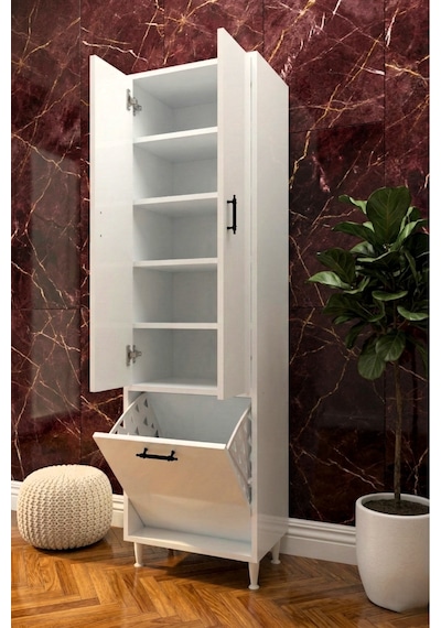 Kapadokya 2 Kapaklı Çok Amaçlı Dolap Kirli Çamaşır Sepetli Banyo Çamaşır Dolabı Beyaz Kapadokya 2 Kapaklı Çok Amaçlı Dolap Kirli Çamaşır Sepetli Banyo Çamaşır Dolabı Beyaz