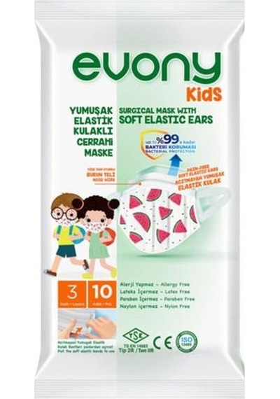 Evony 10 Lu Cerrahi Maske Çocuk Karpuz Desenli