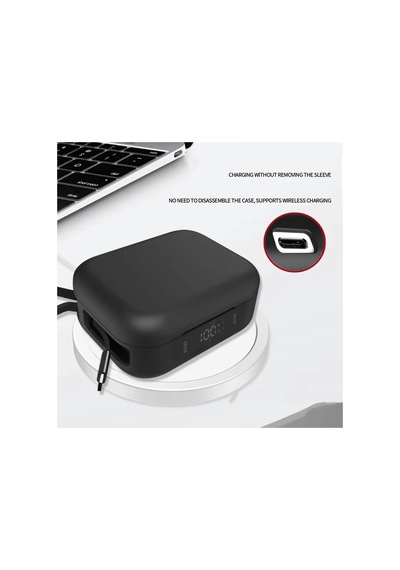 Anker Soundcore P41i Kılıf Askı Aparatlı Mat Silikon Siyah - Anker Soundcore P41i İle Uyumlu, 87006334