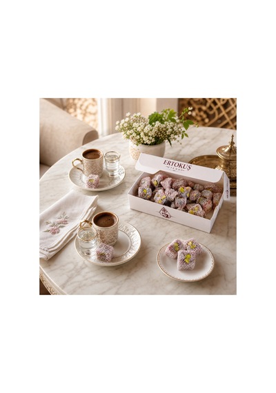 Isparta Doğal Gül Aromalı Duble Antep Fıstıklı Lokum 250 Gr, Çifte Kavrulmuş, %100 Şeker Pancarı - 879991715