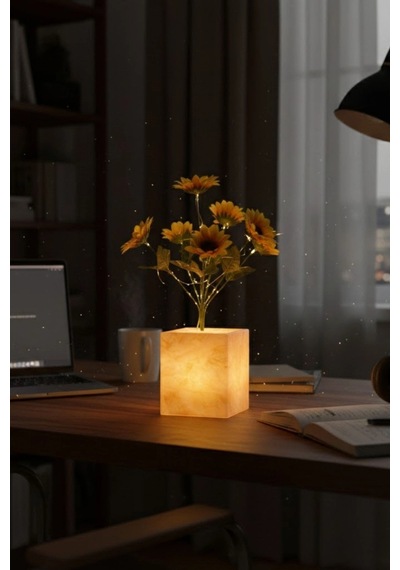 Etkileyici Led Sarı Saksılı Yapay Çiçek Dekoru