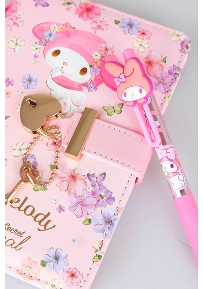 X Dekomus Lisanslı My Melody Dreamy Secret Garden A6 Kilitli Hatıra Defteri & 3d Uçlu Kalem Seti Altın