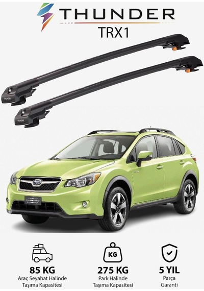Subaru Xv Crosstrek 2012-2017 Trx1 Thunder Carrier Kilitli Ara Atkı Taşıyıcı Tavan Barı Gri