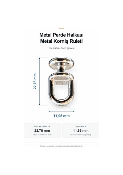 25 Adet - Metal Perde Halkası - Metal Korniş Ruleti Gümüş