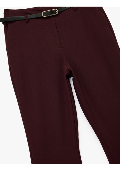 Koton Slim Fit Cepli Kemer Detaylı İspanyol Paça Kumaş Pantolon Bordo 6wak40024uw Bordo Koton Slim Fit Cepli Kemer Detaylı İspanyol Paça Kumaş Pantolon Bordo 6wak40024uw Bordo