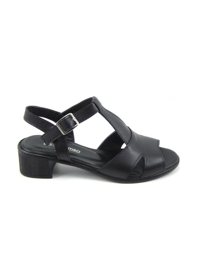 Erkan Saçmacı Helene Siyah Hakiki Deri Topuklu Sandalet