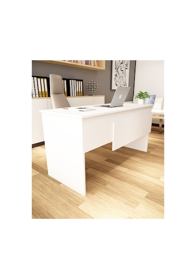 Karen 60x144 Çalışma Masası Ofis Masası Bilgisayar Masası Beyaz - Beyaz Beyaz