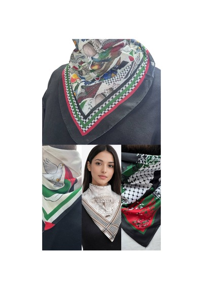 Aldaıyr 4 Adet Filistin Temalı Fular 50x50 Unisex Günlük Kullanıma Uygun Puşi Şal Kefiye Filistin Bayrak Çok Renkli 63505755